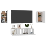 Set Mobili TV 4 pz Bianco Lucido in Truciolato