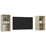 Mobile TV a Parete 2 pz Rovere Sonoma in Truciolato
