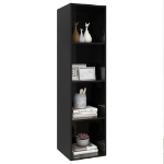 Mobile TV da Parete Nero Lucido 37x37x142,5cm Legno Multistrato