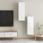 Mobili TV Bianco Lucido 2 pz 30,5x30x90 cm in Truciolato