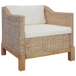 Set di Divani 3 pz con Cuscini in Rattan Naturale