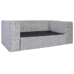 Set di Divani 2 pz con Cuscini Grigio in Rattan Naturale