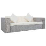 Set di Divani 2 pz con Cuscini Grigio in Rattan Naturale