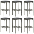Sgabelli da Bar con Cuscini 6 pz Grigi in Polyrattan