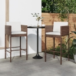 Sgabelli da Bar con Cuscini 2 pz Marroni in Polyrattan