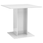Tavolo da Pranzo Bianco Lucido 80x80x75 cm in Truciolato