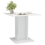 Tavolo da Pranzo Bianco Lucido 80x80x75 cm in Truciolato