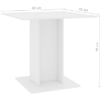 Tavolo da Pranzo Bianco 80x80x75 cm in Truciolato