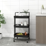 Carrello da Cucina 3 Ripiani Nero 42x25x83,5 cm Ferro e ABS