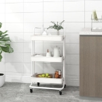 Carrello da Cucina 3 Ripiani Bianco 42x25x83,5 cm Ferro e ABS