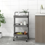 Carrello da Cucina 3 Ripiani Grigio 42x25x83,5 cm Ferro e ABS