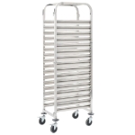 Carrello da Cucina per 16 Vassoi 38x55x163 cm in Acciaio Inox