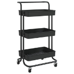 Carrello da Cucina 3 Ripiani Nero 42x35x85 cm Ferro e ABS