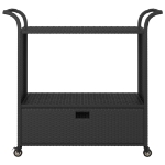 Carrello da Bar con Cassetto Nero 100x45x97 cm in Polyrattan