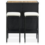 Set da Bar 3 pz in Polyrattan Nero