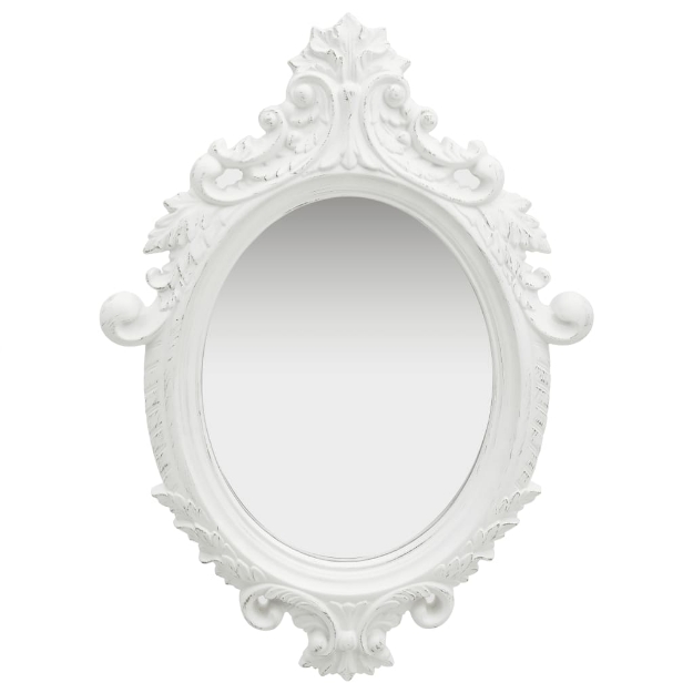 Specchio da Parete Stile Castello 56x76 cm Bianco