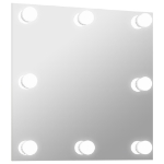 Specchio da Parete Quadrato con Luci LED in Vetro