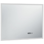 Specchio a LED Bagno con Sensore Tattile e Orologio 80x60cm