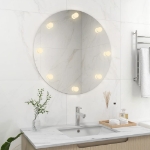 Specchio da Parete Rotondo Senza Cornice con Luci LED in Vetro