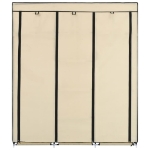 Armadio con Scomparti e Aste Crema 150x45x175 cm in Tessuto