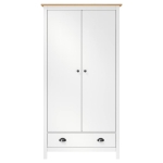 Armadio a 2 Ante Hill Range Bianco 89x50x170cm in Legno di Pino