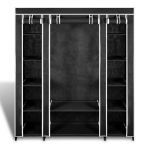 Armadio in Tessuto con Scomparti e Aste 45x150x176 cm Nero