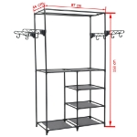 Porta Abiti Acciaio e Tessuto non Intrecciato 87x44x158 cm Nero