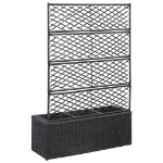 Letto Rialzato a Traliccio 3 Vasi 83x30x130 cm Polyrattan Nero