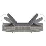 Lettino Prendisole 2 Posti con Cuscini in Polyrattan Grigio