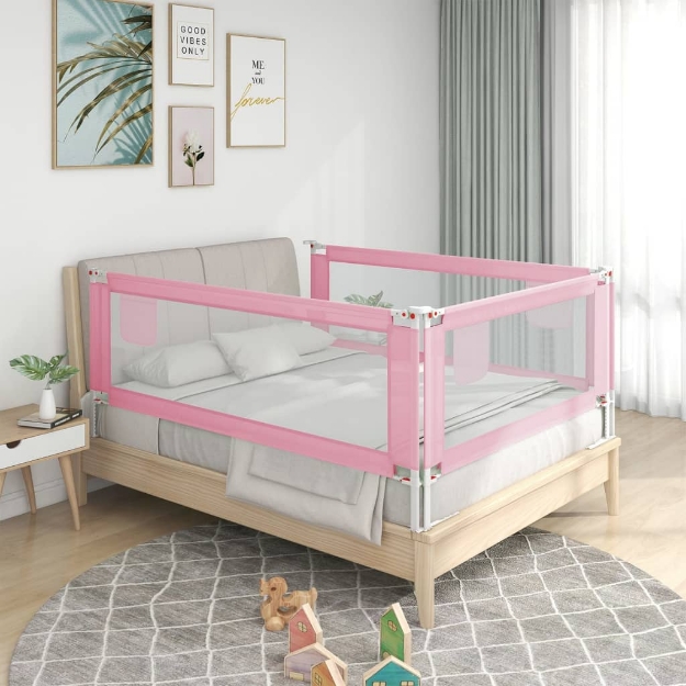 Sponda Letto di Sicurezza per Bambini Rosa 90x25 cm in Tessuto