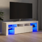Mobile Porta TV con Luci LED Bianco Lucido 140x35x40 cm