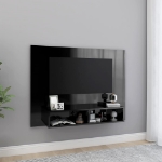 Mobile Porta TV a Muro Nero Lucido 120x23,5x90cm Truciolato