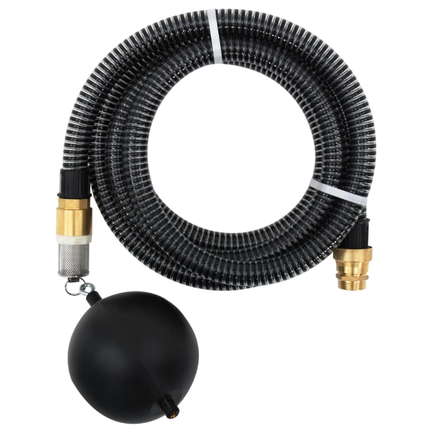 Tubo di Aspirazione con Connettori in Ottone 15 m 25 mm Nero