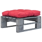 Divano da Giardino su Pallet con Cuscino Rosso in Legno Grigio