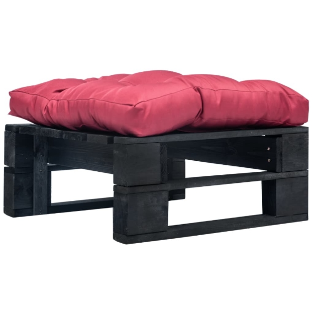 Divano da Giardino a Pallet con Cuscino Rosso in Legno Nero