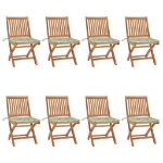 Sedie da Giardino Pieghevoli con Cuscini 8 pz Massello di Teak