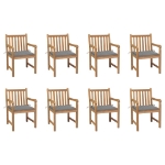 Sedie da Giardino 8 pz con Cuscini Grigi Massello di Teak