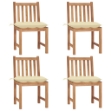 Sedie da Giardino 4 pz con Cuscini in Legno Massello di Teak