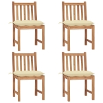 Sedie da Giardino 4 pz con Cuscini in Legno Massello di Teak