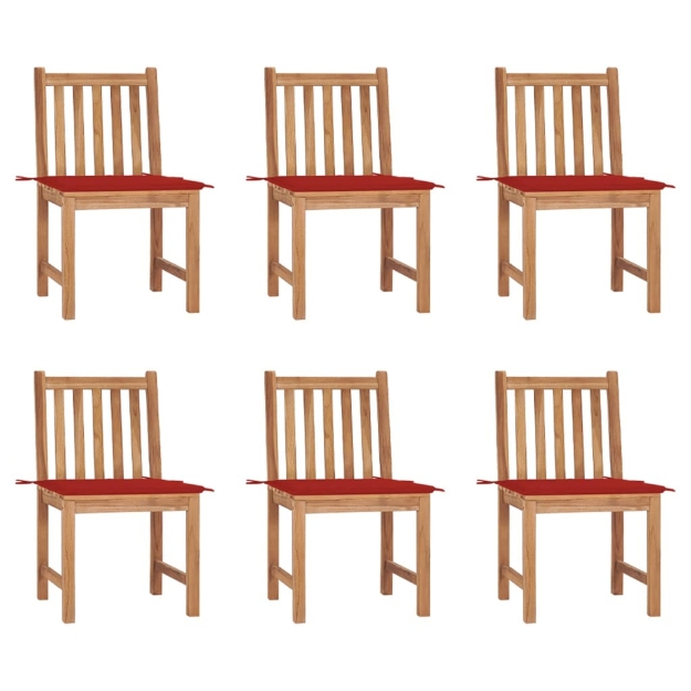Sedie da Giardino 6 pz con Cuscini in Legno Massello di Teak
