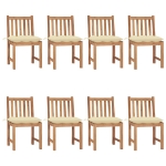 Sedie da Giardino con Cuscini 8 pz in Legno Massello di Teak