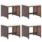 Sgabelli da Giardino 4 pz con Cuscini in Polyrattan Marrone