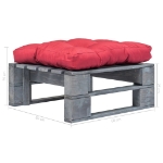 Ottomana da Giardino in Pallet con Cuscino Rosso Legno Grigio