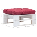 Divano da Giardino a Pallet con Cuscino Rosso Legno Bianco