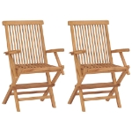 Sedie da Giardino con Cuscini Antracite 2 pz Massello di Teak