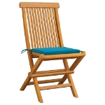 Sedie da Giardino con Cuscini Blu 6 pz in Massello di Teak