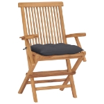 Sedie da Giardino con Cuscini Antracite 4 pz Massello di Teak