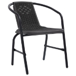 Sedie da Giardino 2 pz Nere Plastica Stile Rattan Acciaio 110kg