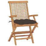 Sedie da Giardino e Cuscini Grigio Talpa 8 pz Massello di Teak