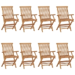 Sedie da Giardino e Cuscini Bianco Crema 8 pz Massello di Teak